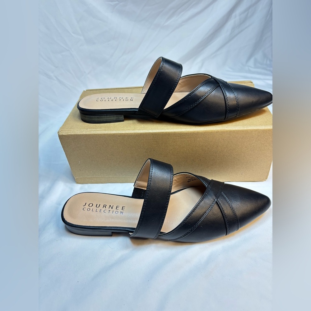Journee Collection “Stasi” Black Pointed‎ Toe Slip-On Flats • Size 11NW
NWB